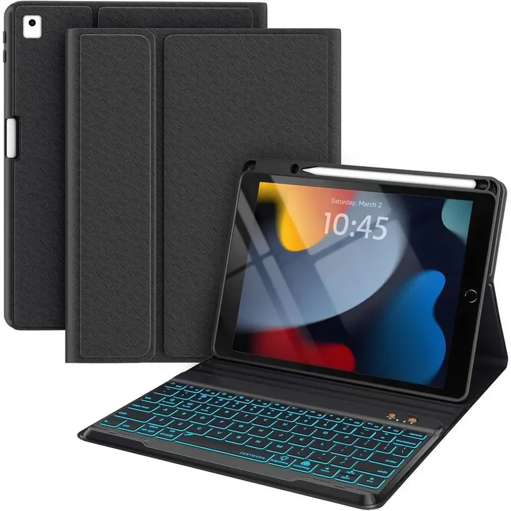 BLUTLOTUS For IPad 9th Generation Case With Keyboard 10.2 Inch - Backlit Wirele